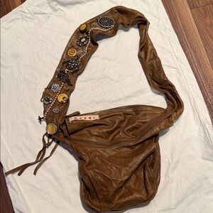 Marni Tan Embellished Shoulder Bag